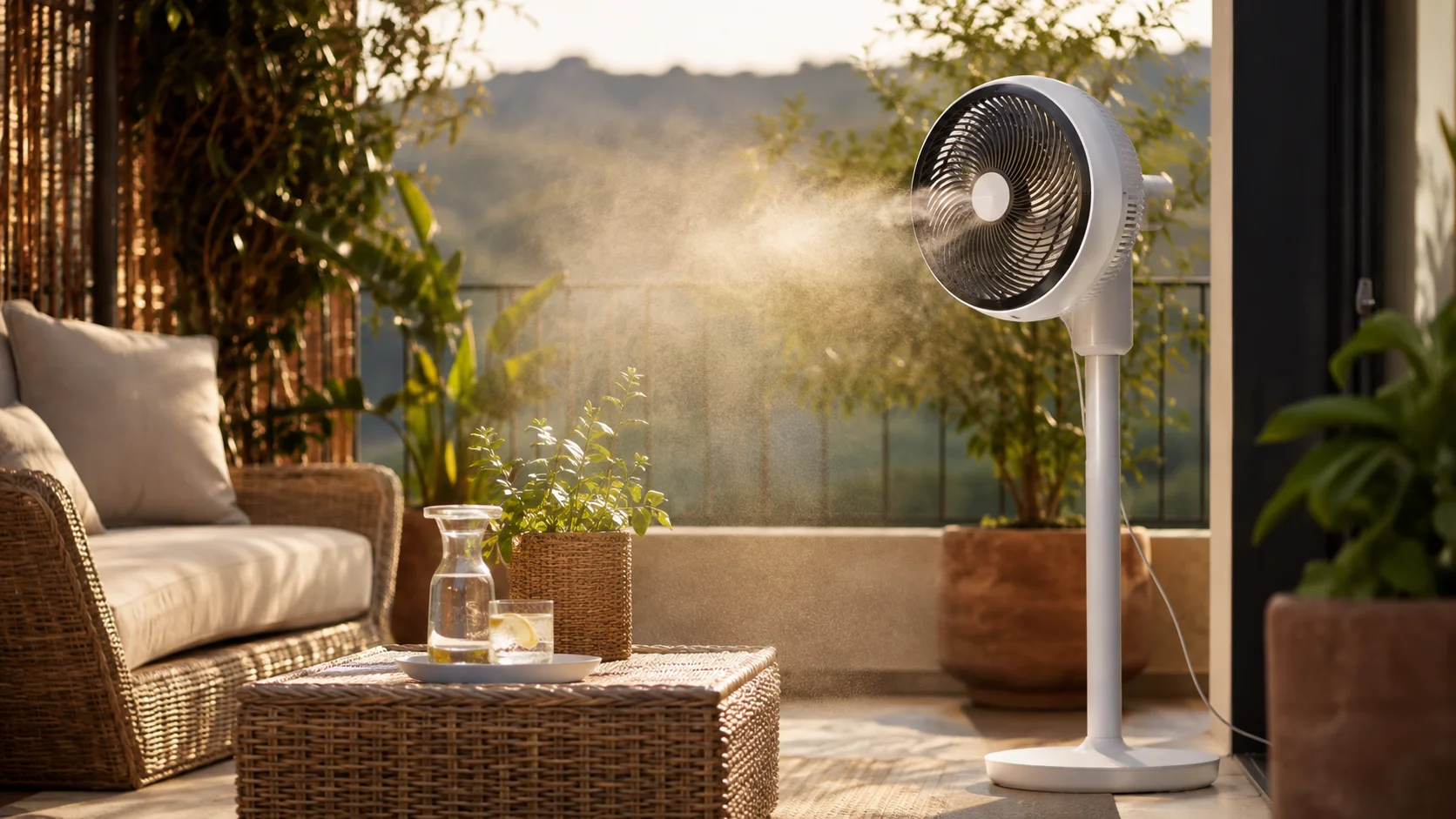 Ventilador de exterior para renovar el aire de una terraza en verano
