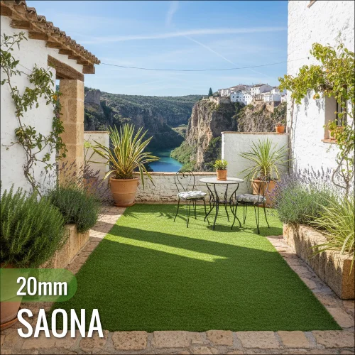 Césped artificial Saona de 20 mm instalado en una terraza