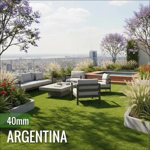 Césped artificial Argentina de 40 mm en un ático con piscina